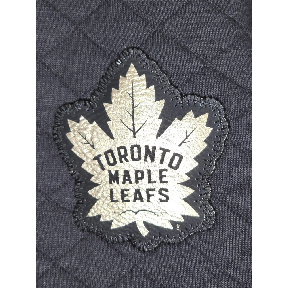 Blue 84 NHL Toronto Maple Leafs Mens Quilted Snap Mock Neck‎ Pullover Black Sz M